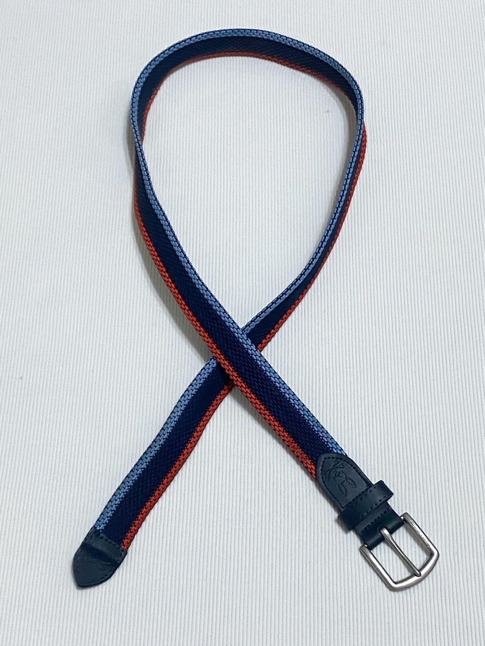 Psycho Bunny Tri-Color Red Blue Woven Stretch Men's Belt